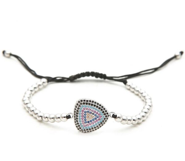 

gold silver micro pave cz cubic zirconia rope adjusted copper beads bracelet yjn345 charm braided bangles women, Black