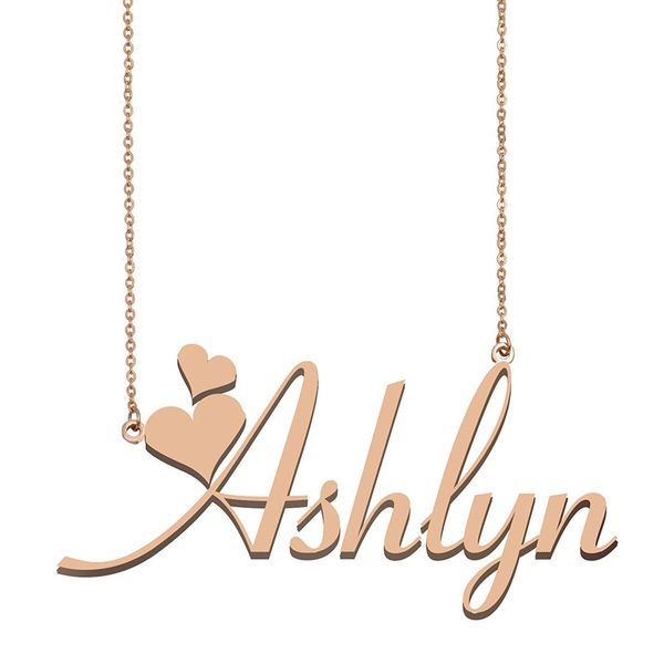 

ashlyn name necklace pendant for women girlfriend gifts custom nameplate children friends jewelry 18k gold plated stainless steel, Silver