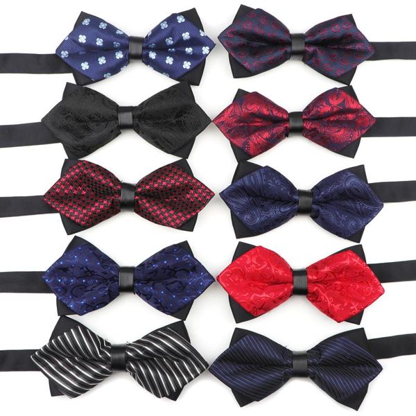

men's bow tie paisley butterfly knot mens accessories luxurious bowtie black cravat formal suit wedding ceremony ties, Black;blue