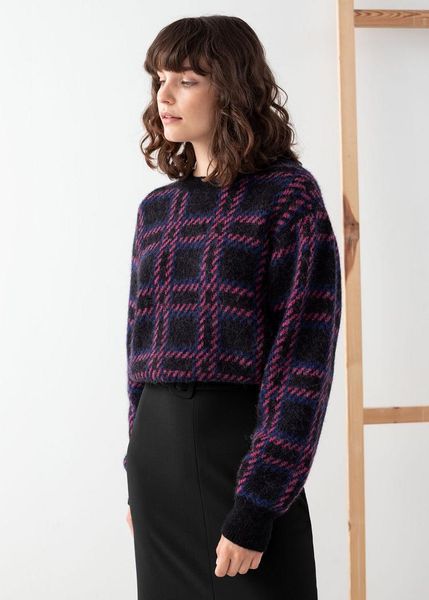 

1216 2020 весна бренд же стиль свитер пуловер круглый вырез роскошные женские одежды плед leding, White;black