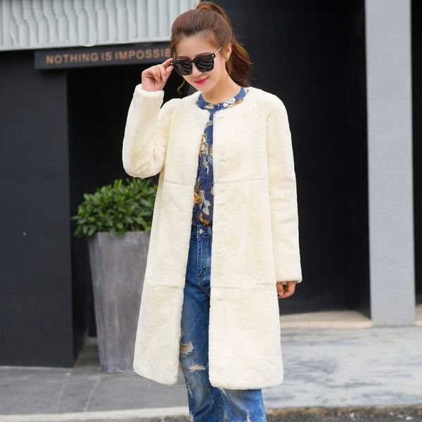 

x длиной 90 - 93 см всей кожи подлинной рекс шуба верхней одежда женщины o шеи толстой теплая реальной шуба осень зима 2018, Black