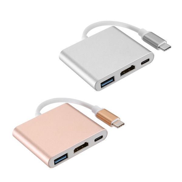 

usb 3.1 type c to usb 3.0+hdmi+type c 3 in 1 charging adapter converter hub adapter triple shielded