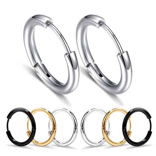 

fashion women men punk gothic stainless steel simple round stud earrings lover 3 colors round earrings men & women wholesale gifts, Golden;silver