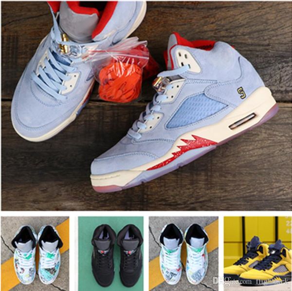 

with box and stock x 5 5s black metallic 3m reflect black white grape oreo psg ice blue shoes men 5s wings blue suede white cement sneakers