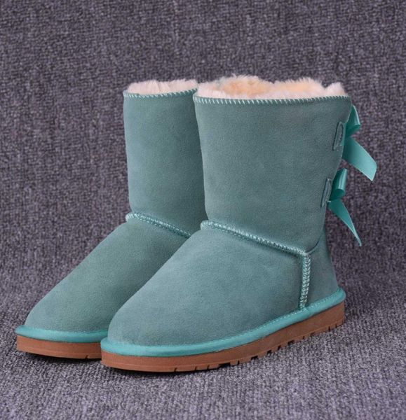 

big size 35 to 42 to 46 female snow boots 22 colors real leather cowskin booties australia bailey bow boots women boot winter, Black