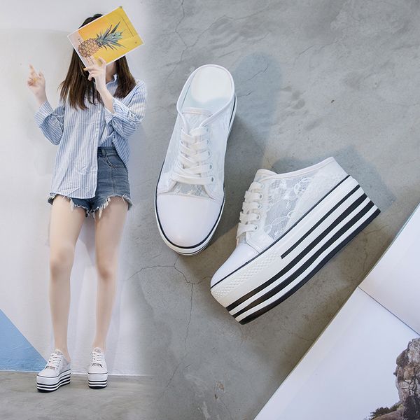 

tleni sports sandals shoes female 2019 lace breathable women's single shoes thick bottom lazy women's sports zd-175