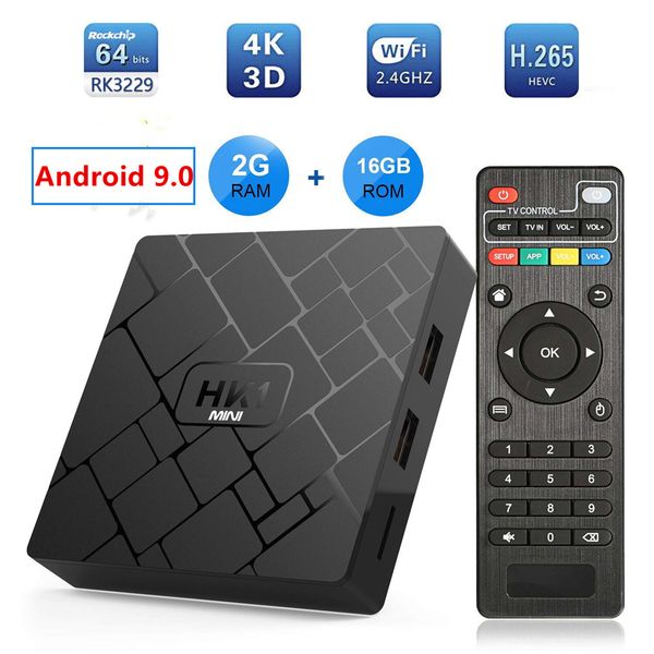 

HK1 mini Android 9.0 TV BOX 2GB 16GB RK3229 Quad Core Set Top Box H.265 4K HD MI Media Player