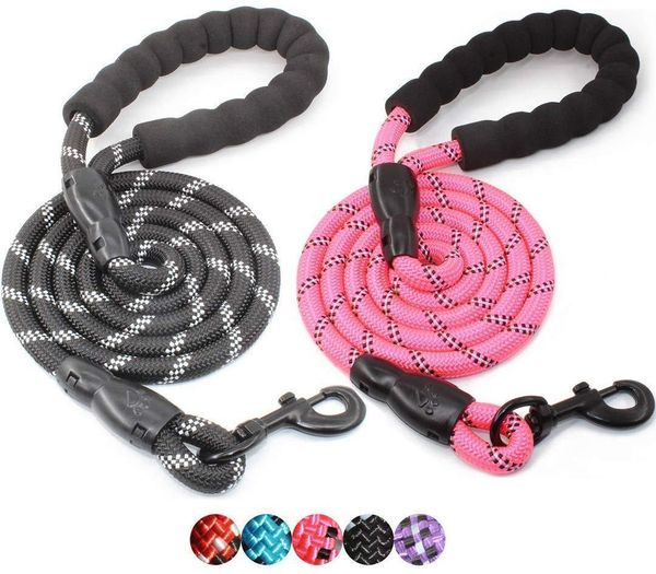 

5 ft strong dog leash with comfortable padded handle and highly reflective threads dog leashes for medium and large dogs