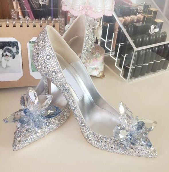 

новое свадебных горный хрусталь свадебных туфель хрустальных цветов серебро заостренного носок стилет каблук насосы банкет леди 5см 7см 9см, Black