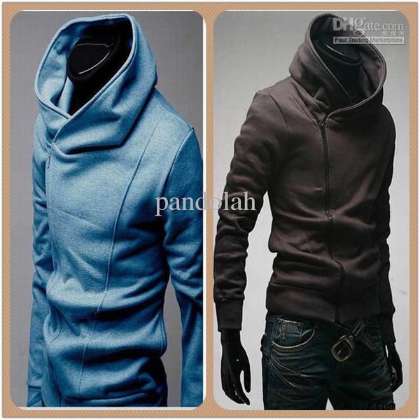 

assassin's creed mens slim fit oblique zipper jackets stand-up collar hoodie coats us xs- asian m  xl xxl, Black;brown