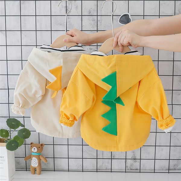 

мужской детские осень одежда для новорожденных детская одежда маленького мальчика весной и осенью динозавр карман с капюшоном пальто моды, Blue;gray