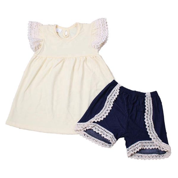 

new girls clothing sets lace sleeve black ruffles pants summer outfits milk silk boutique kids clothes, White