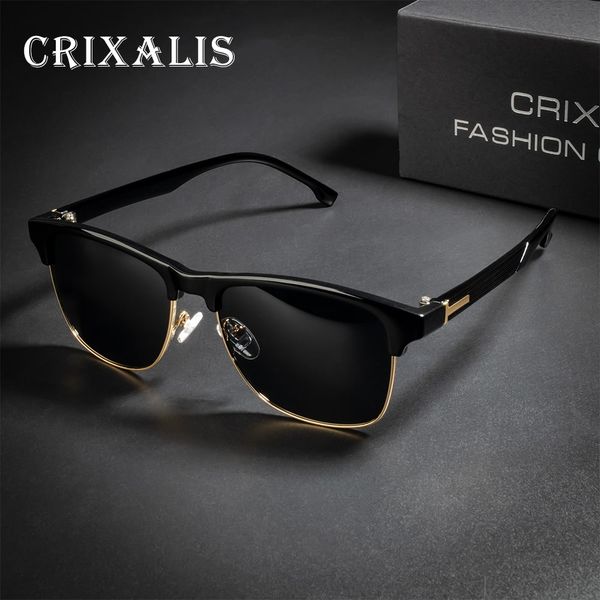 

crixalis brand design assic sunglasses men square driving male polarized sun glasses women vintage frame gafas de sol uv400, White;black