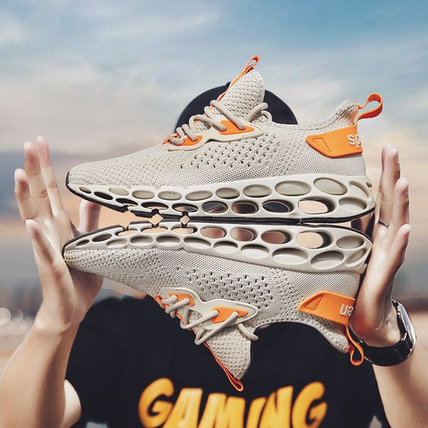 

running shoes men breathable light shockproof blade sneakers air mesh sport walking jogging trainers max size 46