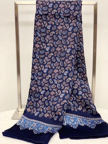 

new vintage 100% mulberry silk scarf men fashion paisley flowers pattern double layer silk satin neckerchiefs factory sale 30pcs mixed #4093, Blue;gray