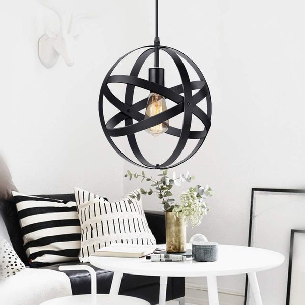 Industrial Metal Pendant Light Rustic Chandelier Vintage Hanging Cage Globe Ceiling Light Fixture For Kitchen Island Dining Room Farmhouse Ceiling