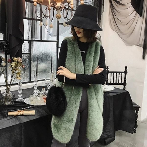 

new style high-end fashion women faux fur coat 18c17, Black