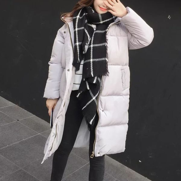 

winter women jacket solid thick warm hooded parkas jackets female pocket long snow coats cotton clothes parkas mujer 2019 #1016, Black