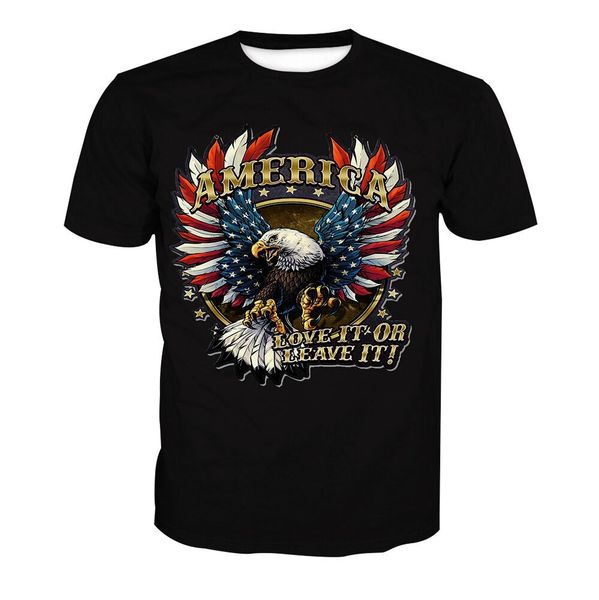 

america flag eagle love it or leave it t-shirt 3d print men/womens funny summer round collar short sleeve casual k853, White;black
