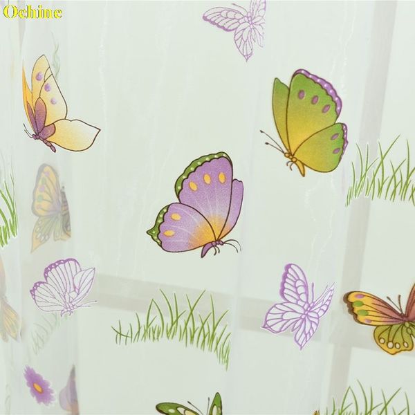 

ochine 100*270cm tulle curtains elegant chic grass butterfly floral printed pastoral style curtains voile