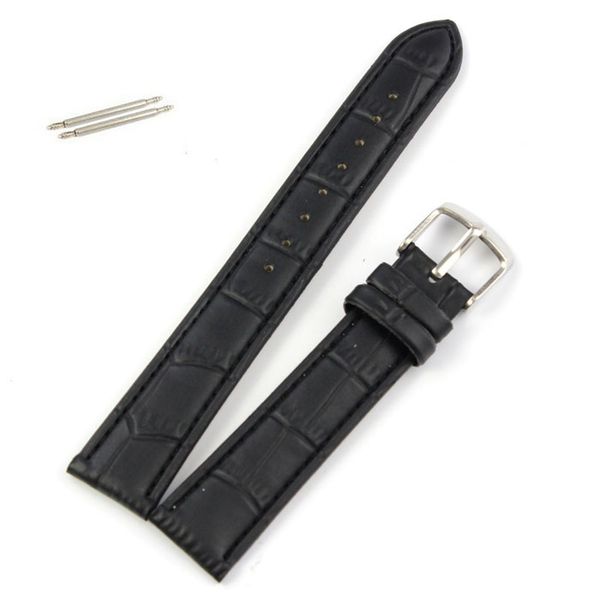 

18mm soft leather strap steel buckle wrist watch band black genuine leather watchbands universal soft watch butterfly buckle