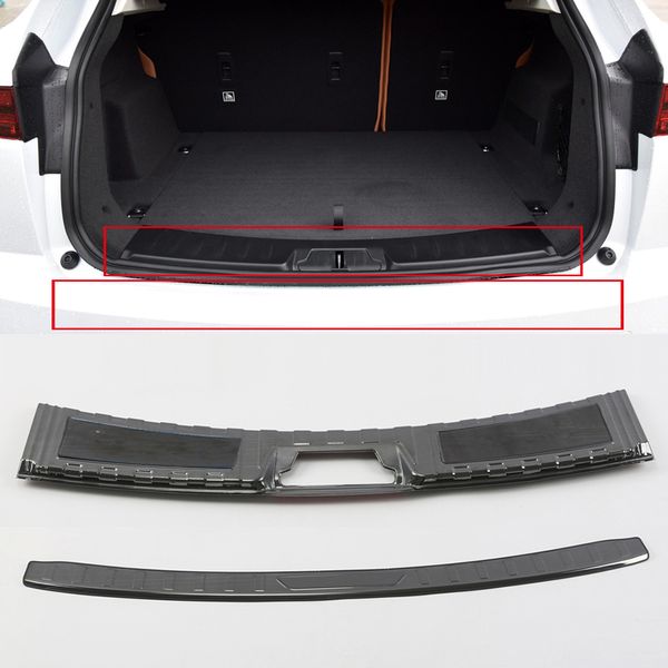 

car styling 2pcs black stainless steel inner+outer rear boot bumper protector guard plate trim for jaguar e-pace 2017 2018 2019