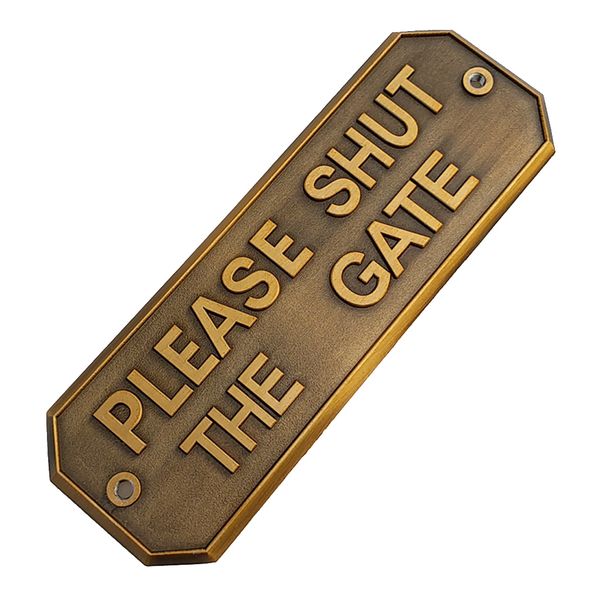 

solid metal бляшки sign - пожалуйста закрой gate полированное листовое