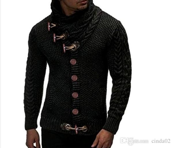 

свитер мужчины высокого шеи твердые мужчины цвет с длинным рукавом свитера зимы осени кнопки waim slim fit водолазка вязаная кардиган coat, White;black