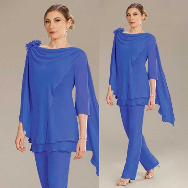 

]mother of the bride suits blue pants long sleeve wedding guest dress plus size women formal outfit, Black;red