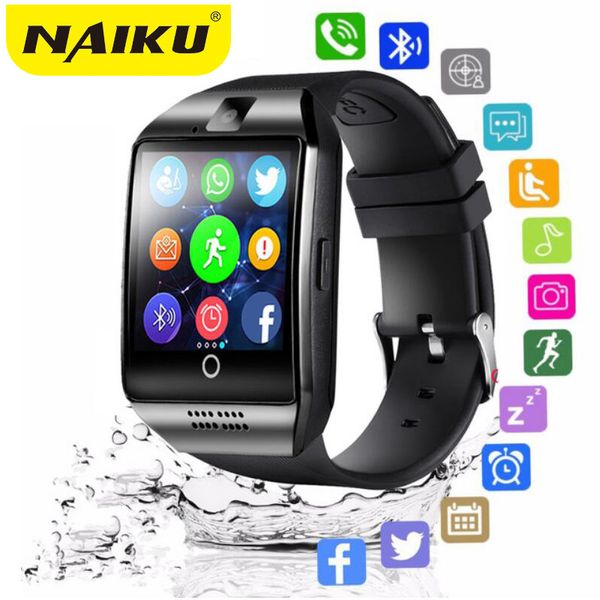 

bluetooth smart watch men q18 with camera facebook whatsapp twitter sync sms smartwatch support sim tf card for ios android, Slivery;brown