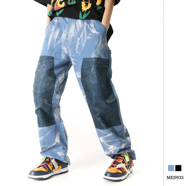 

men's pants hip hop colour block casual med935, Black