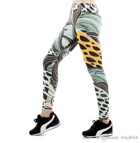 

женские брюки йога брюки брюки колготки женские новый танец высокой талии активный леди 3d цифровая печать пятно леггинсы тощий движение sil, Black;white