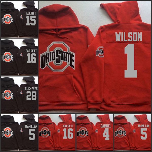

mens ncaa ohio state buckeyes ezekiel elliot hoodie j.t barrett curtis samuel braxton miller cardale jones raekwon mcmillan buckeyes hoodie, Black;white