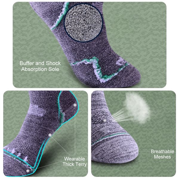 

women/man winter ski snow sports socks thermal long ski snow walking hiking sports towel socks size, Black