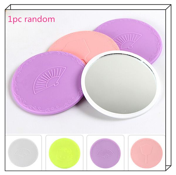 

1pc mini pocket makeup mirror portable dia 7cm one sided cosmetic compact metal mirrors color random 2019 new