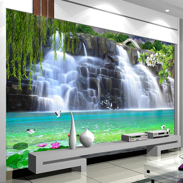 Murais Paisagem costume 3D Photo Wallpaper Cachoeira Pintura Quarto Sala Sofá TV Fundo não-tecidos