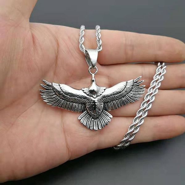 

gold silver color vintage animal eagle pendant necklaces for mens statement jewelry stainless steel eagle charm bijoux