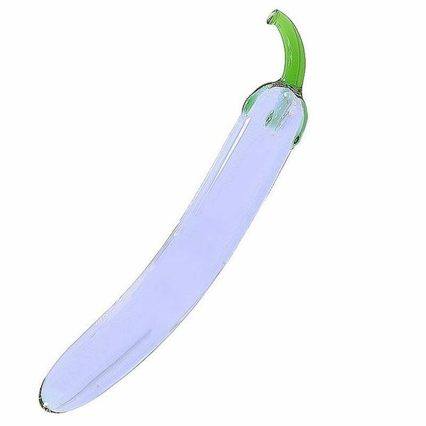 Giocattoli del sesso di vetro Forma di melanzana Dildo di vetro viola G Spot Amore anale Plug Masturbatore femminile A143