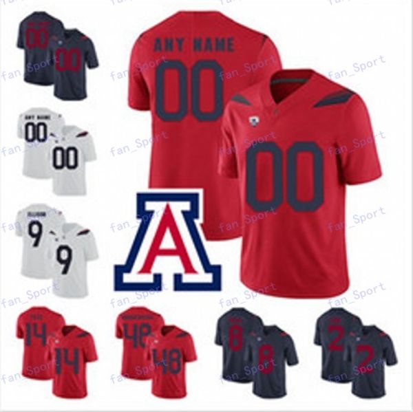 

custom men's 2020 ncaa arizona wildcats football jerseys nick foles khalil tate k'hari lane jj taylor rob gronkowski navy red whit, Black