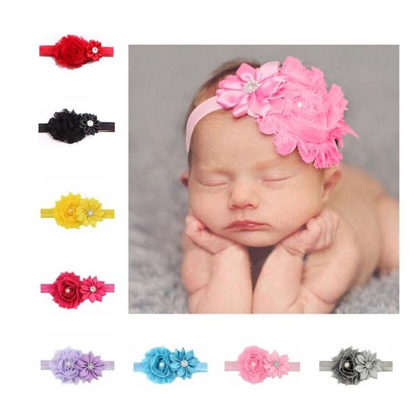 

10 pieces children kids girls flower hair hand elastic headband hair bow jewelry pgraphed ps band accessories, Slivery;white