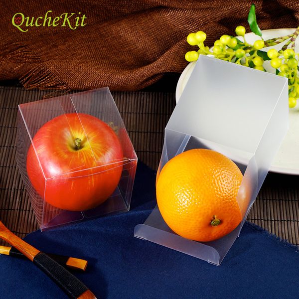 

50pcs transparent frosted square pvc plastic boxes display gift box wedding candy boxes favors packaging side length 5/6cm