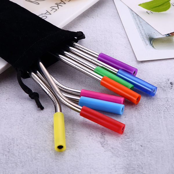 

party straw long clean stainless steel metal straw and cleaning brush set can be reused l0419