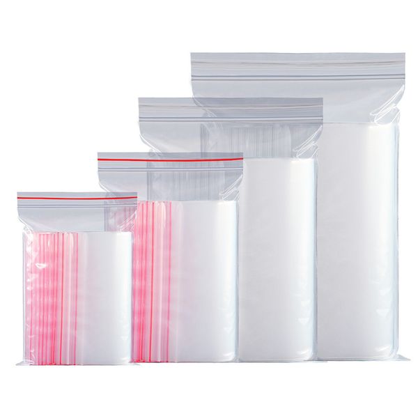 

100pcs/pack resealable clear packaging bags plastic bags candy nuts electronic products organizer bag 20 sizes