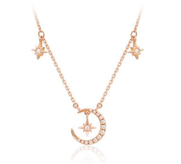 

s925 sterling silver star moon necklace 1 pcs pendant jewellery simple new fashion in stock dropshipping