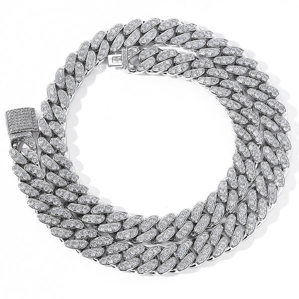 

13мм electroplated hiphop west 1 лини алмазне ожеѬеле 18-24 дймов еп 14k галванизиѬђе мед, Silver