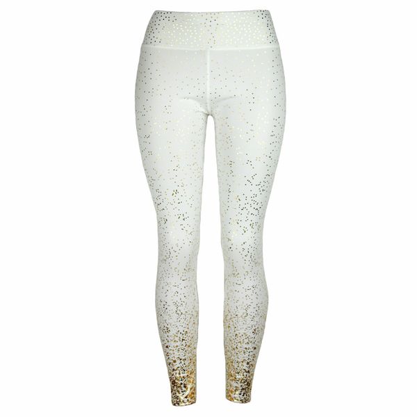 

fashion solid color brathable slim gilding print leggings women pink high waist fitness sports pencil pants, Black