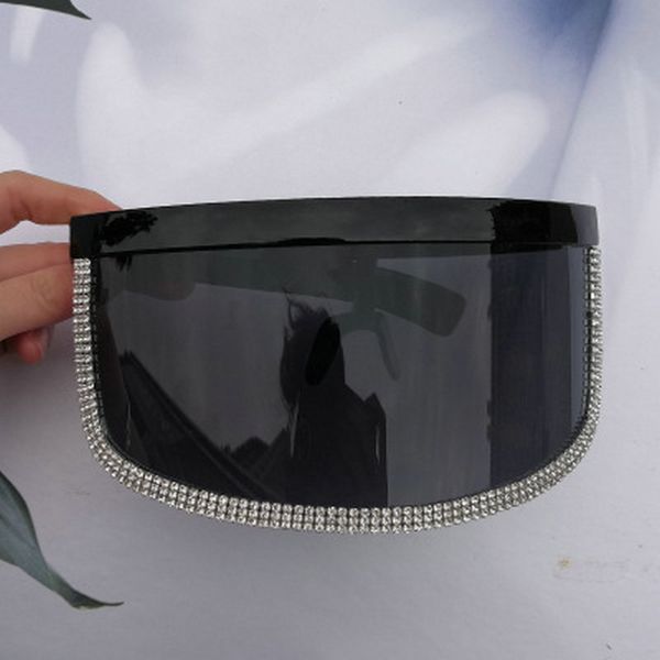 

crystal oversized shield visor sunglass oversized shield visor sunglasses women flatmask crystal decoration sun glasses black 2bmyj beid
