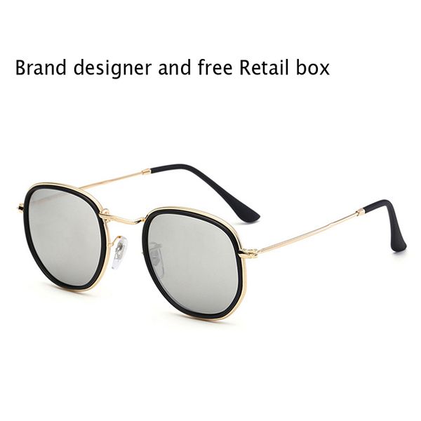 

бренд дизайн солнцезащитные очки мужчины женщины шестиугольная металлическая рама солнцезащитные очки нерегулярные очки oculos de sol gafas, White;black