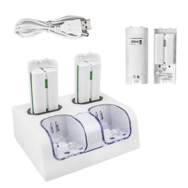 

4 in 1 led remote control charging dock station + battery for nintend wii u game accessories