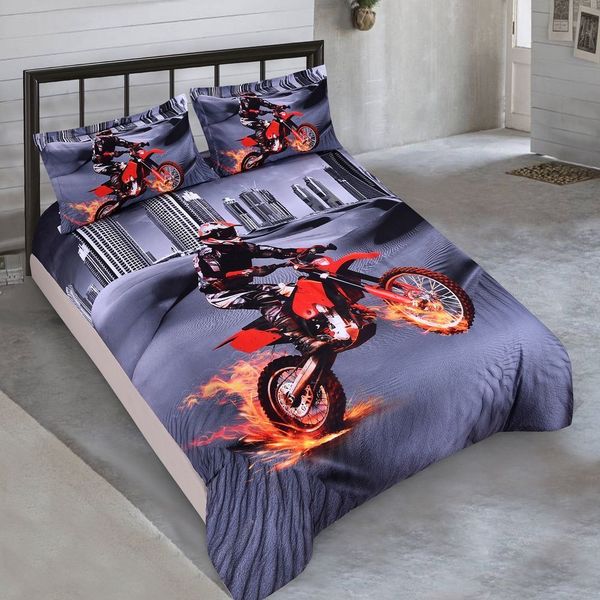 

3d riding motorcycle bedding set duvet cover pillow sham comforter/quilt cover